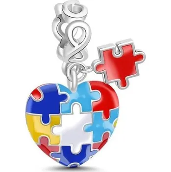 Korálek Prosperk Korálek na náramek srdíčko puzzle S4973