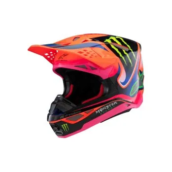 Helma na motorku Mx Helma Alpinestars Supertech M10 Deegan Monster Helmet Orange Fluo/Purple/Pink Fluo Glossy 2025, Velikost S (55-56cm)