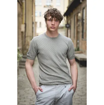 Pánské tričko Pánské bavlněné triko Barva: Khaki, Velikost: 54, Střih: SLIM FIT