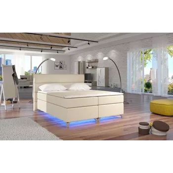 Postel Postel Boxspring Amadeus + LED 200x180, béžová (koženka - bao 11)