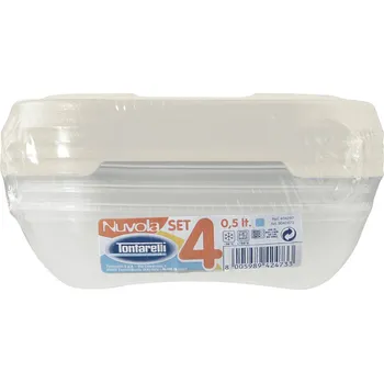 Dóza na potraviny Tontarelli Dóza na potraviny NUVOLA 4x0,5 l čtverec bílá 9042473112 9042473112