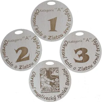 Medaile na myslivecké soutěže č. 10004 - medaile buk masív průměr 80 mm jednostranná