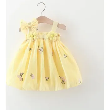 Kojenecké oblečení Letní kojenecké šatičky květiny a mašlička (0-3 roky) Barva: Žlutá, Velikost: 18-24 měsíců