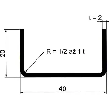 Stavební profil Jekl otevřený U 40×20×2 mm – 6 m