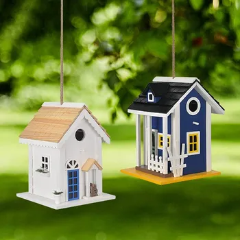 Domeček pro ptáčky 18,5 x 18,5 x 25 cm dřevo modrý Varianta: červený