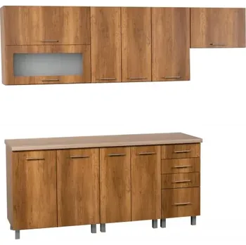 Kuchyňská linka Kuchyňská linka MDF 240cm - typ II, Korpus: Béž pískový / Dvířka: Crosline ciemny