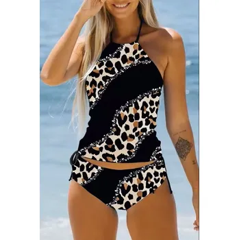 Dámské plavky Dámské plavky dvojdílné "tankini" mix barev a vzorů (Plus size S - 6XL) Barva: Hnědá, Velikost: 5XL