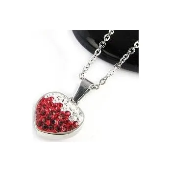 Řetízek Prosperk Řetízek ocelový s přívěskem červené srdíčko S1897