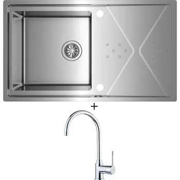 Nerezový dřez SET Teka BROOKLYN 50 M-XP 1B 1D nerez + Teka SP 995 CR chrom