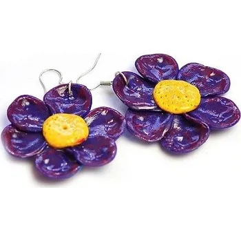 Náušnice Fimos Náušnice Fimo fialové květiny S2125