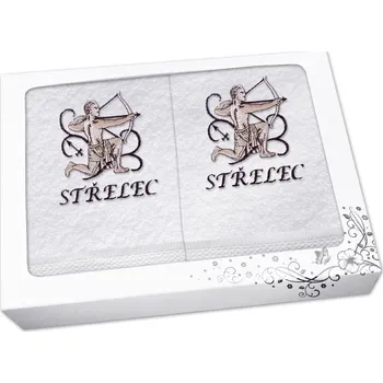 Ručník Luxusní dárková sada ručník + osuška Znamení Střelec bílá/hnědá