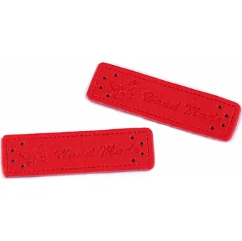 Gadget Eko kůže cedulka / nášivka Handmade 15x50 mm červená 5ks