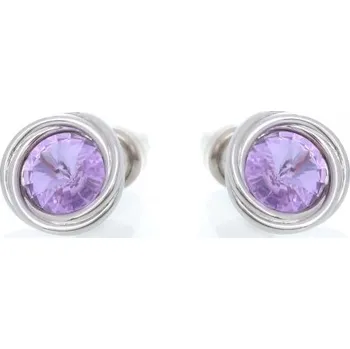Náušnice Prosperk Náušnice fialkové kulaté krystalky S3020