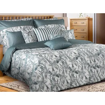 Povlečení Damaškové povlečení EXCELLENT 2x 70x90, 220x200 ORNELLA Lilie šedozelená DUO