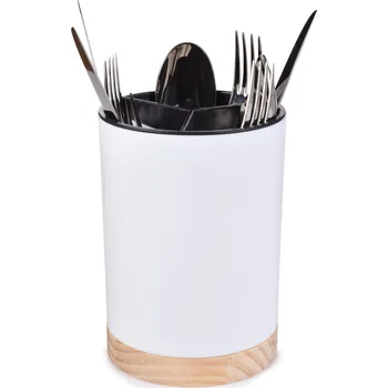 Odkapávač na nádobí PRAKTIK | stojan & odkapávač na kuchyňské náčiní a příbory | ⌀12 × v 16,5 cm bílý Dedra