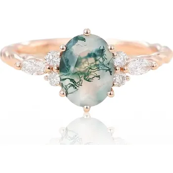 Prsten Stříbrný prsten BALANCE rose s mechovým achátem Velikost:10 (EU: 62-64) Ag/; ≤2,07 g 11096_10