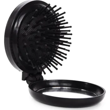 Kosmetické zrcátko BEAUTY | cestovní zrcátko s kartáčem 2v1 | skládací kapesní provedení Dedra