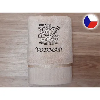 Osuška Luxusní osuška se znamením VODNÁŘ 450g béžová/hnědá