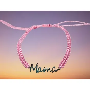 Náramek Provázkový náramek pro maminku růžový s ocelí