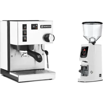 Kávovar Rancilio Silvia E, white + Eureka Atom W 65, white