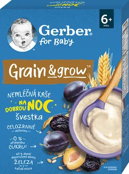 Dětská kaše GERBER For Baby Gerber Grain&Grow nemléčná kaše na dobrou noc 200 g švestka