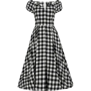 Dámské šaty Dolly & Dotty retro šaty Lily - Black & White Gingham Velikost: 6XL (UK 26)