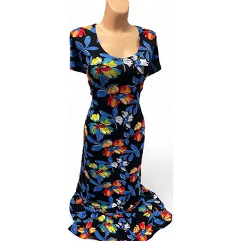 Dámské šaty Modré dlouhé šaty KLATKA, Barva Modrá, Velikost XXXL 54, Materiál 96% Viskoza 4% Lycra