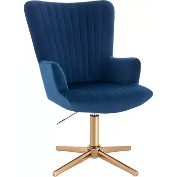 LuxuryForm DESIGN Křeslo AMADEO VELUR na zlatém kříži - modré