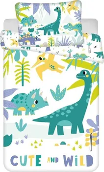 Ložní povlečení Jerry Fabrics Dino Cute and Wild Baby 100 x 135, 40 x 60 cm zipový uzávěr