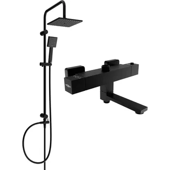 Vodovodní baterie Mexen Tord sprchový set s dešťovou sprchou a sprchovou baterií Zero, černá, 77910200-70