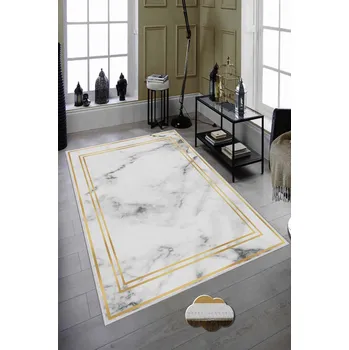 Koberec ASIR Koberec (60 x 100) HMNT594 bílý mramor se zlatem