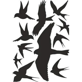 Odpuzovač zvířat Traiva s.r.o. Silueta dravce - samolepící fólie - arch 30 x 40 cm, 11 dravců Varianty: Dravci - bílá samolepící fólie - 11 dravců na archu 30 x 40 cm, Kód: 25126