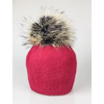 Čepice Dámská čepice z alpaky ELL s bambulí bordó, VELIKOST UNI