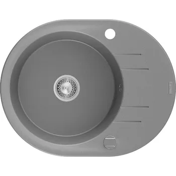 Granitový dřez MEXEN - Kevin granitový dřez 1 s odkapávačem 586x458 mm, šedý, sifon chrom 6517581005-71 MEXEN