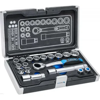 Gola sada HÖGERT Gola sada s račnou s průchozí hlavou 1/4" 3/8" 18ks Höegert Germany