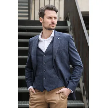 Pánské vlněné sako 11D088/6 80 Barva: Modrá, Velikost: 54, Střih: REGULAR FIT