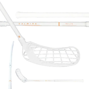 Florbalová hůl SALMING Midlite Q2 F35 JR White/Nectarine 77(88 L) - 77 (88) cm/Levá ruka dole