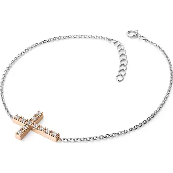 Náramek Dámský náramek bílé zlato 585/1000 přírodní diamant 0.060 ct kříž 140018-NR01-BCV-DIA délka 20 cm