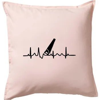 Polštář Ekg ruční pila - Polštář 50x50 - 50x50 - Pouze potah ( Světle růžová )