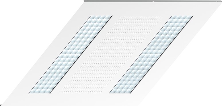 ILLUXTRON Stropní vestavný panel s otvorem pro klimatizaci Linessa Air 2L Barva: Chrom, Rozměr: 595 mm x 595 mm, Teplota chromatičnosti / Stmívání: 4000 Kelvinů / Nestmívatelné 3DC3SLCHSH02