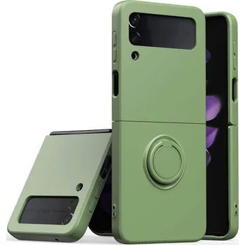 Pouzdro na mobilní telefon Silikonový ochranný obal s držákem na prst Samsung Galaxy Z Flip6 5G F741B - světle zelený