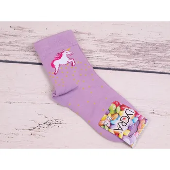 Dívčí oblečení Ponožky Props JEDNOROŽEC fialkové velikosti ponožek: 16-17 ( EUR vel. 24-26)