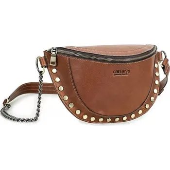 Kabelka Contacts® dámská kožená ledvinka s cvočky Cham Hnědá Contacts 97k-cube