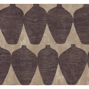 Tapeta Masureel Vliesová tapeta na zeď, vázy, hnědá, TER204, Terra, Masureel, velikost 0,7 x 10,05 m