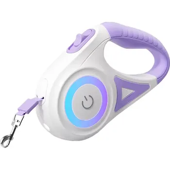 Vodítko pro psa Rojeco automatické vodítko pro psy LED 5 m – Fialové