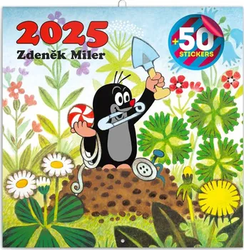 Kalendář Presco Group Nástěnný poznámkový kalendář s 50 samolepkami Krteček 2025