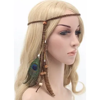 Čelenka Čelenka s péřovou ozdobou do vlasů a korálky