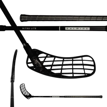 Florbalová hůl SALMING Nitrolite Hawk F27 Black/Silver 96(107 L) - 96 (107) cm/Levá ruka dole