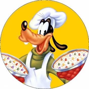 Jedlá dekorace na dort Jedlý papír Goofy s pizzou 19,5 cm