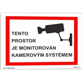 Traiva s.r.o. Tento prostor je monitorován kamerovým systémem Verze: Samolepka 160 x 80 mm tl. 0.1 mm - inverzní - Kód: 10532